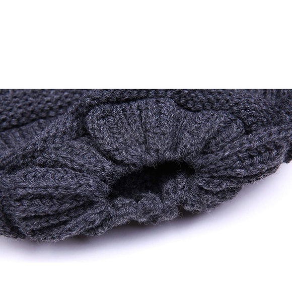 CHARCOAL GREY BUN BEANIE WINTER HAT WOMEN BOUTIQUE - Picture 3 of 3